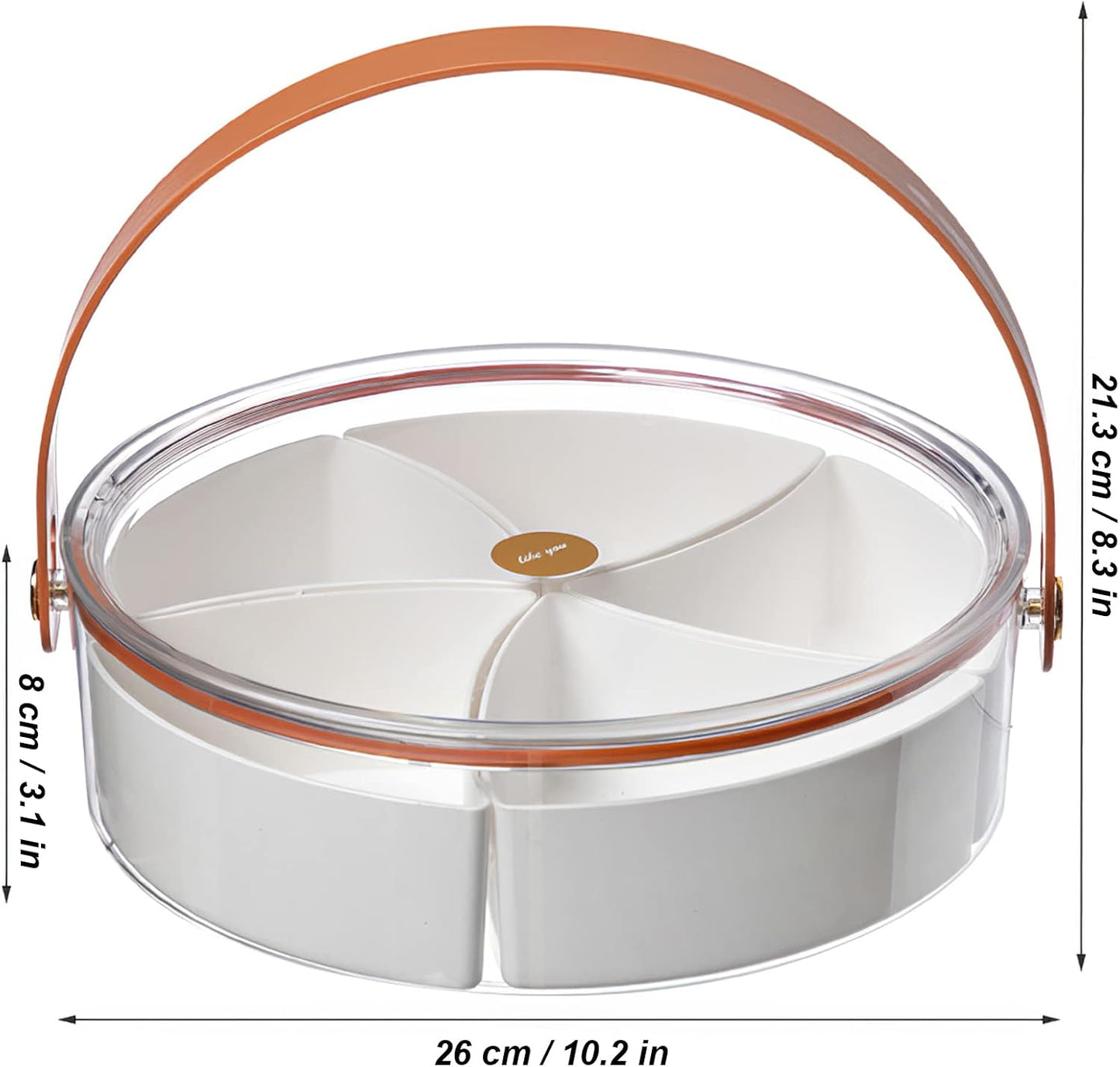 amokk Divided Serving Tray with Lid and Handle Snackle Box Charcuterie Container Portable Snack Platters for Candy, Fruits, Nuts, Snacks, for Parties, Entertaining, Picnic (Transparent)