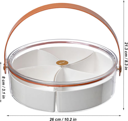 amokk Divided Serving Tray with Lid and Handle Snackle Box Charcuterie Container Portable Snack Platters for Candy, Fruits, Nuts, Snacks, for Parties, Entertaining, Picnic (Transparent)