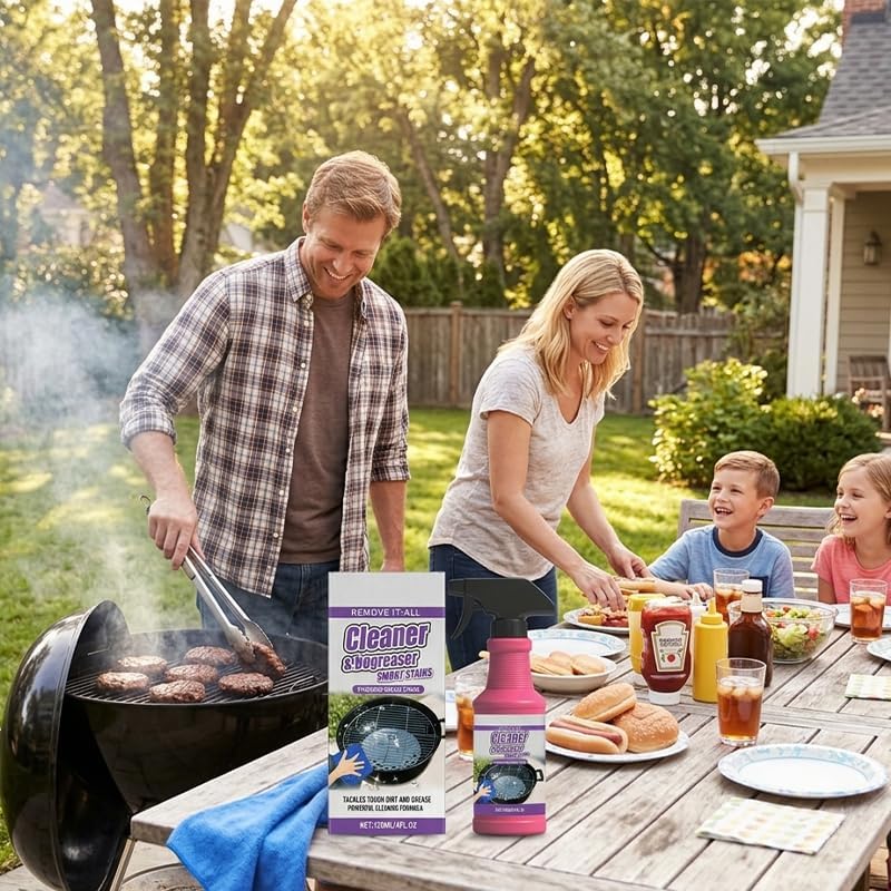 SakerPlus Heavy-Duty Grill Cleaner Spray, Degreaser for Grill Grates, BBQ Grills, Frying Pans and Cookware, Removes Baked-On Grease, Burnt-On Residue and Carbon Buildup (1PC)