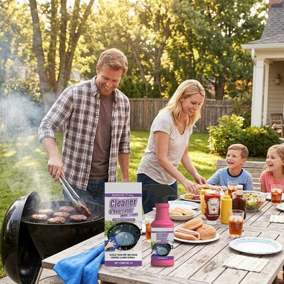 SakerPlus Heavy-Duty Grill Cleaner Spray, Degreaser for Grill Grates, BBQ Grills, Frying Pans and Cookware, Removes Baked-On Grease, Burnt-On Residue and Carbon Buildup (1PC)