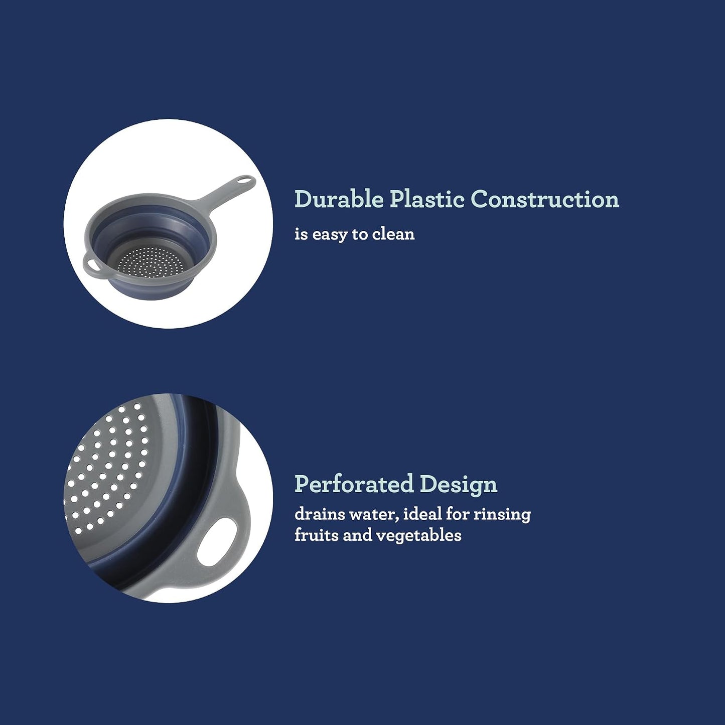 Oster Bluemarine 3 Piece PP Stackable Space-Saving Colander and Mixing Bowl Set
