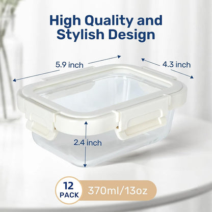 Simple Deluxe Meal Prep Food Containers with Exclusive Glass Lids, Glass Storage Containers with Lids, BPA-Free, Glass Lunch Boxes for Lunch, Pantry Organizers, Freezer to Oven Safe, 4 Pack