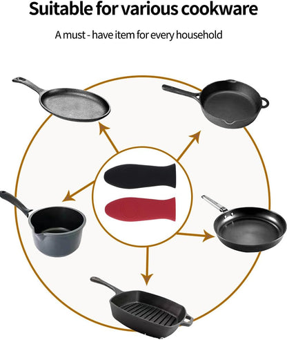 4PCS Silicone Pot Handle Cover，cast Iron Handle Covers，Lodge Silicone Handle for cast Iron Skillet