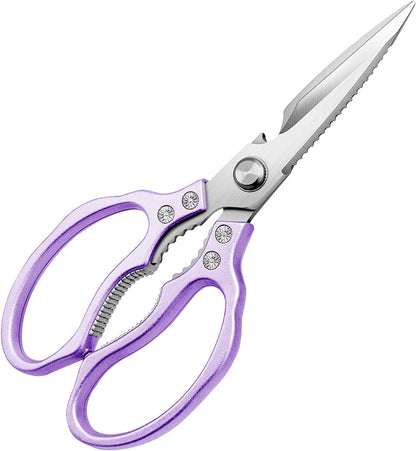 Heavy Duty Sharp Kitchen Scissors, Dishwasher Safe, Cooking Shears for Meat, Chicken, Fish, Poultry, Herb, Bread (Red)
