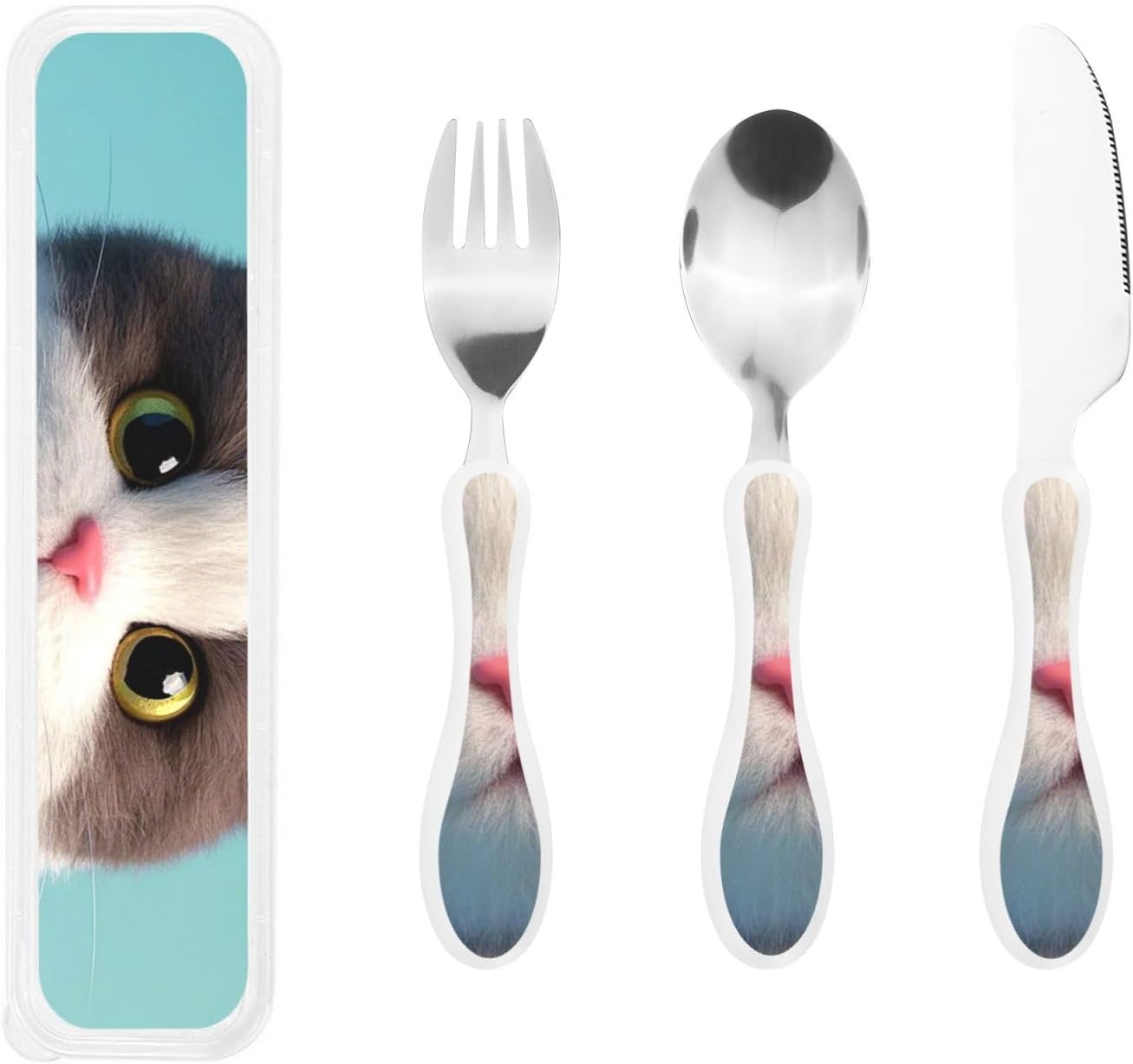 3-Piece Kids Silverware Set With Storage Case, Stainless Steel Reusable Children Safe Knife Spoon Fork Set Classic Cocktail Children Flatware Set For Kids Lunch Box