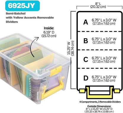 ArtBin Semi Satchel Portable Craft Organizer with 3 Dividers - Clear Plastic Storage Case for Art & Craft Supplies