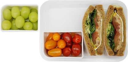 carrotez Food Storage Containers with 3 Removable Compartments, Food Prep Container with Airtight Lids, Portion Control Container, Microwave Safe, Reusable, 4.64 Cup (1100ml)