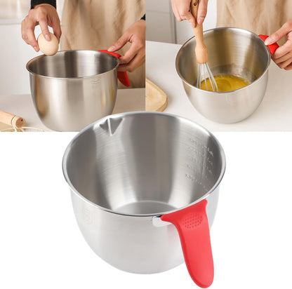 Stainless Steel Mixing Bowl, Non Slip Mixing Bowls with Handle and Pour Spout for Kitchen Egg Whisking Salad Serving Baking Cooking (3600ML)