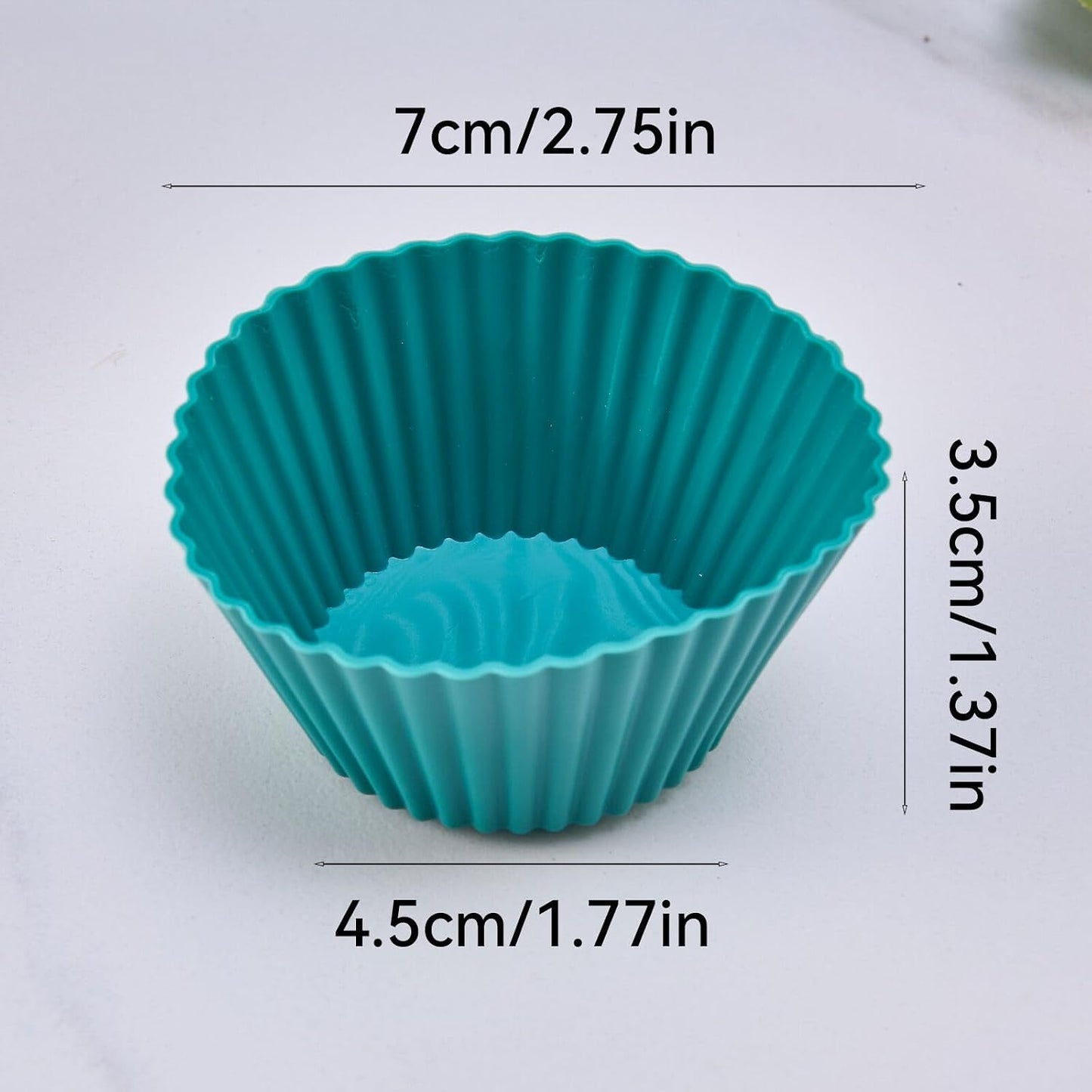 16 Pack Silicone Cupcake Liners & Baking Cups, Reusable Non-Stick Muffin Liners for Cup Cakes