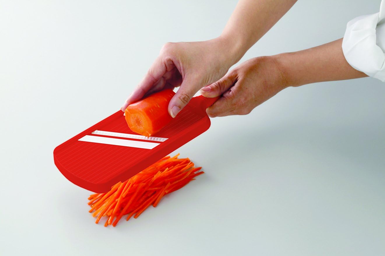 Kyocera Advanced Ceramic Double-edged Mandolin Slicer With Guard, Red