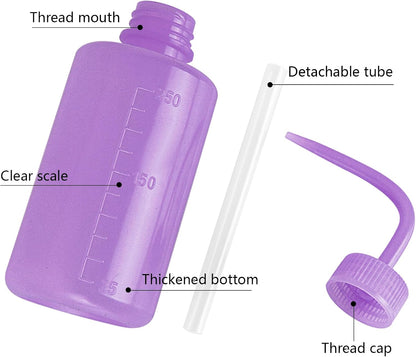 Wash Bottle 2pcs 250ml/8oz Safety Watering Tools, Economy Plastic Squeeze Washing Cleaning With Narrow Mouth Scale Labels for Medical Succulent Irrigation Plant (Black)