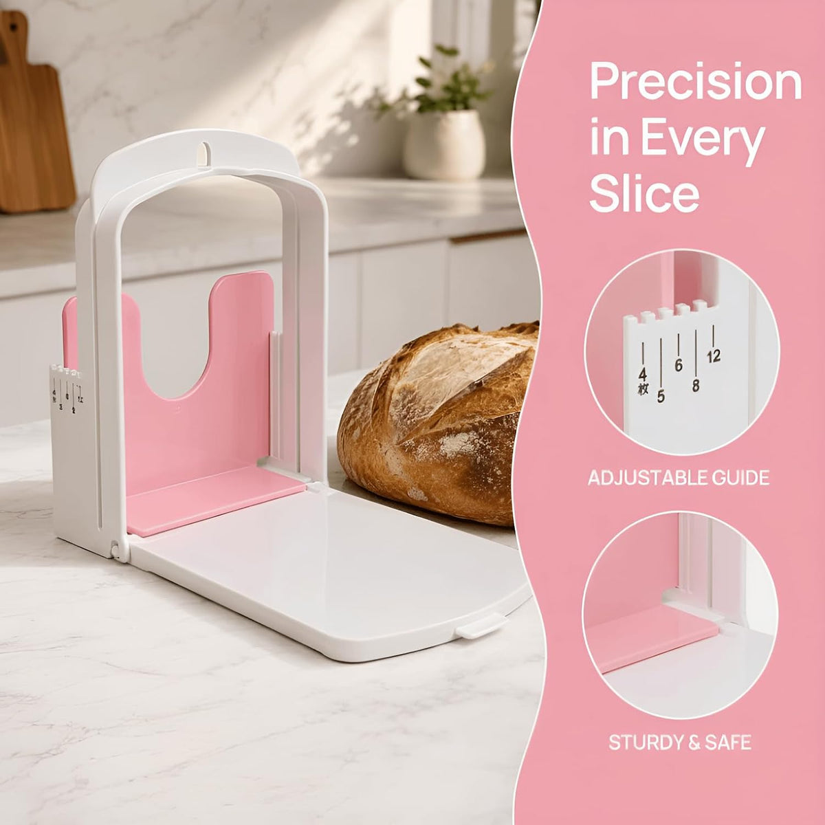 Bread Cutting Guide, Manual Toast Cutter with 5 Thickness Modes