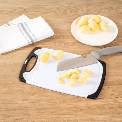 Restaurantware Cutting Board Set 15.7 x 9.6 x 1.1 Inches Plastic, Non-Slip Reversible Chopping Board Knife-Friendly Food Prep Board White