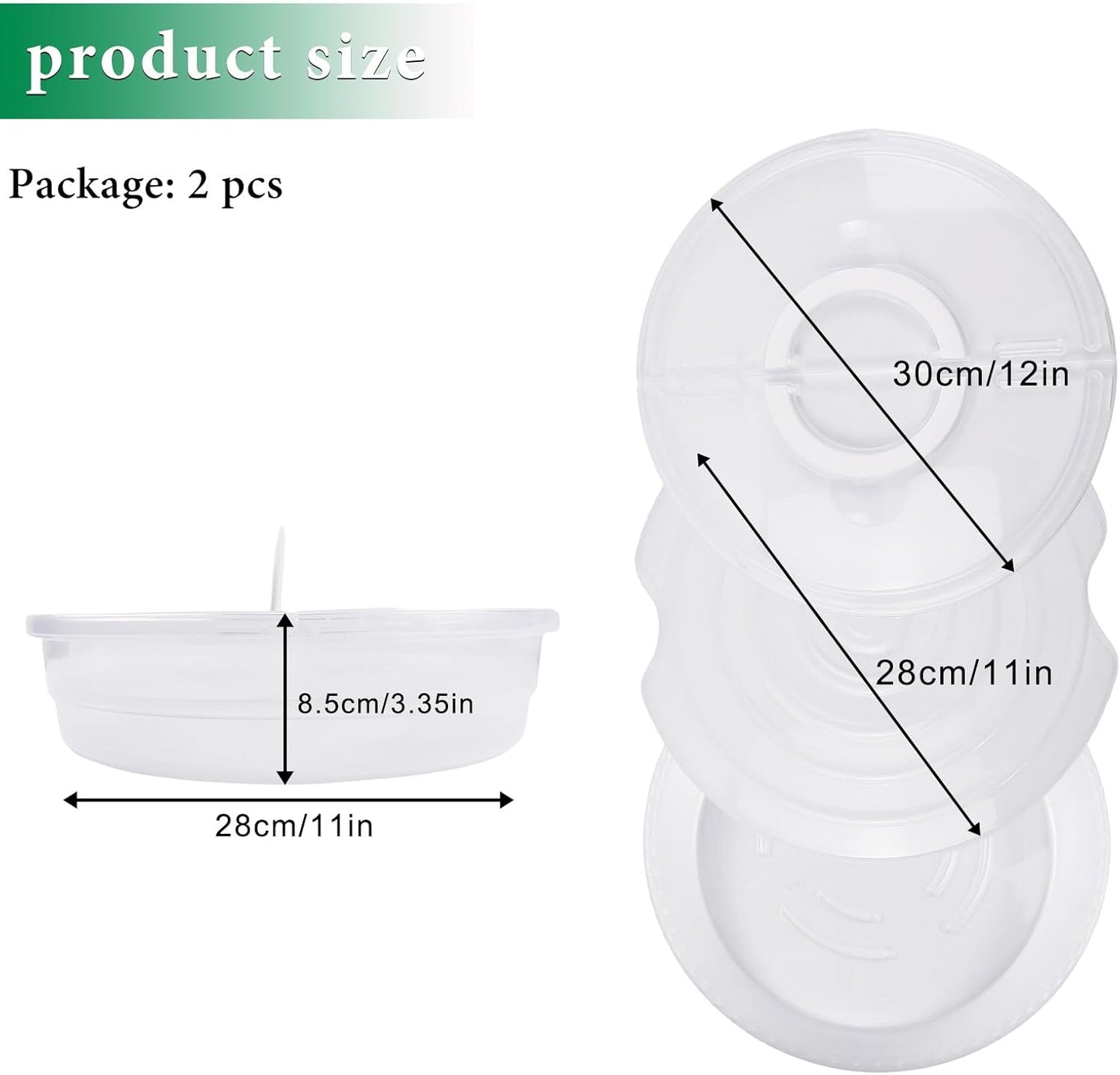FMOACEN 11.5 Inch Clear Pie Containers With Lids and Handle Round Pie Carrier Reusable 2 Compartments Pizza box Leftover Pizza Keeper for Food Cake Cheesecake Tortilla Pastry