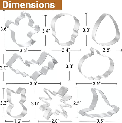 JOB JOL Halloween Cookie Cutters 8 PCS, 3'' to 3.6''