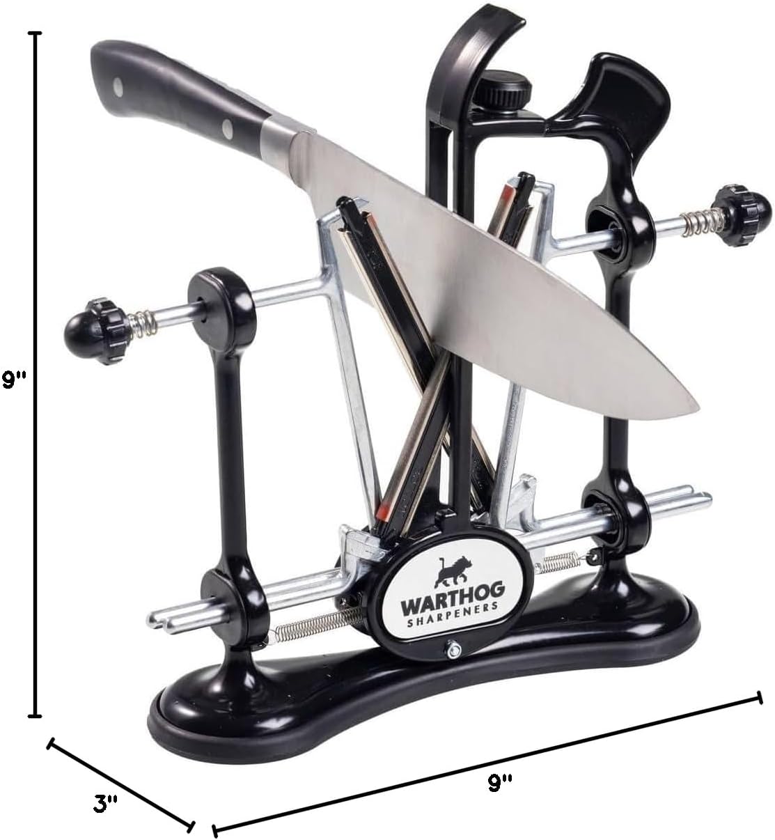 Warthog V-Sharp A4 Knife Sharpener, Diamond Rods, Metal Frame, Black