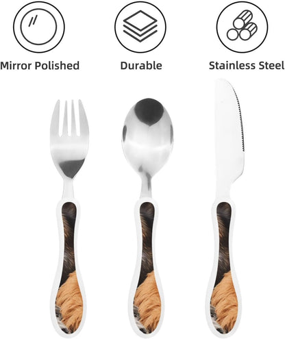 3-Piece Kids Silverware Set With Storage Case, Stainless Steel Reusable Children Safe Knife Spoon Fork Set Dragonfly Insects Flowers Children Flatware Set For Kids Lunch Box