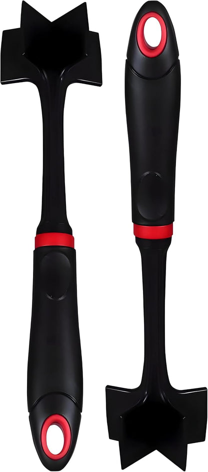 Multipurpose Nylon Meat Chopper and Masher Set of 2, Heat Resistant Ground Beef Chopper with 5 Blade Head, 10.5 Inch Hamburger Chopper for Ground Turkey, Potatoes, Avocados, Dishwasher Safe