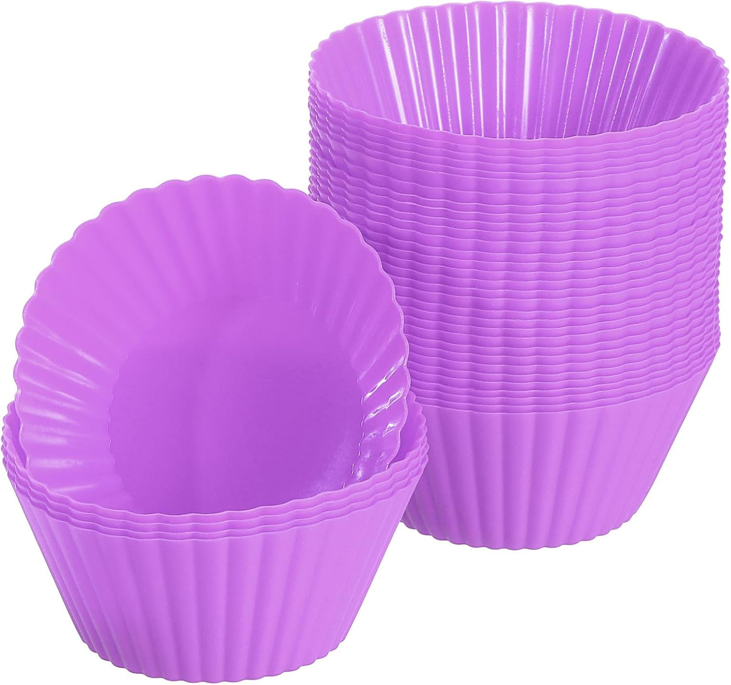 uxcell 18Pcs Silicone Cupcake Liners, Non-Stick Baking Cups, for Cooking Eggs, Baking Muffins and Make a Cake(Pink)
