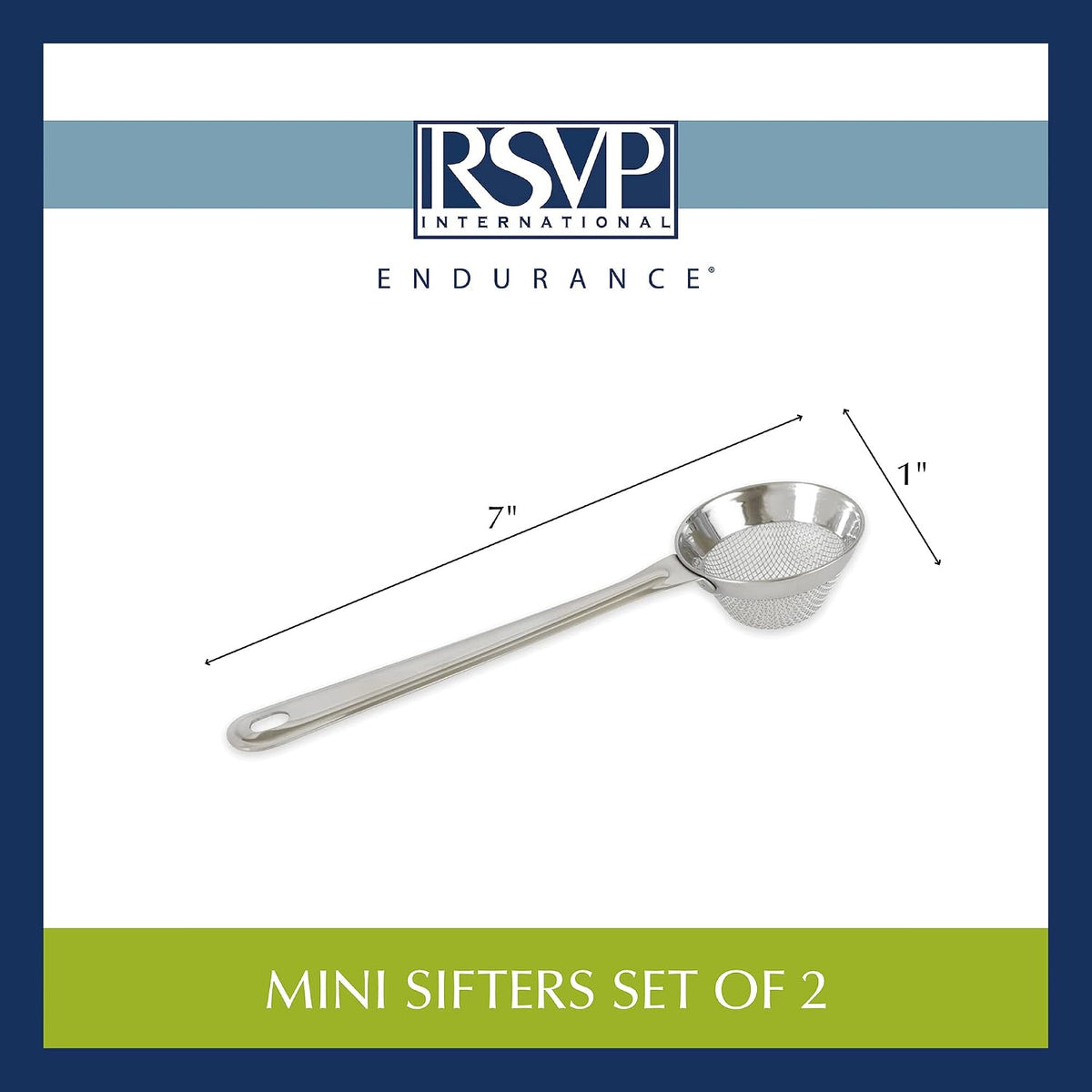 RSVP International Endurance® Stainless Steel Vintage One-Hand Sifter, 1 Cup | Top Cakes, Sift Flour, Marinade BBQ & More | Dishwasher Safe | Powder Sugar, Sift Flour, Spread Toppings & More
