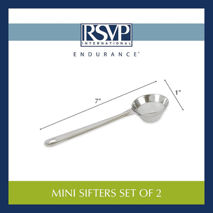 RSVP International Endurance® Stainless Steel Vintage One-Hand Sifter, 1 Cup | Top Cakes, Sift Flour, Marinade BBQ & More | Dishwasher Safe | Powder Sugar, Sift Flour, Spread Toppings & More