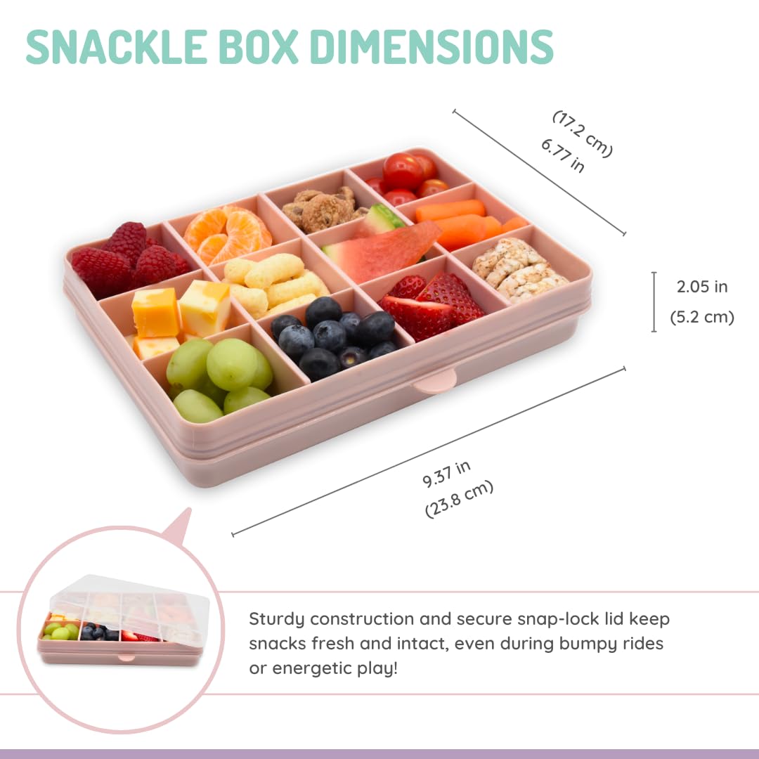 melii Snackle Box |12-Compartment Snack Container with Removable Dividers, BPA-Free Food Storage for Travel, School & On-the-Go Snacks, Kids & Family Organizer (Grey)