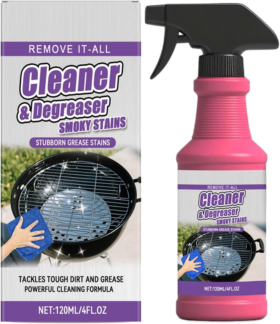 Fast-Acting Heavy-Duty Grill Degreaser Spray, 120 Ml BBQ Grill Cleaner, Multi-surface Barbecue Degreaser, Quick Foaming, For Stainless Steel, Oven Racks, Griddles (1PCS)