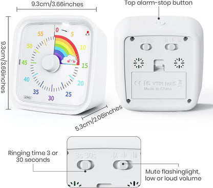 Yunbaoit Rainbow Visual Timer for Kids, 60-min Countdown Timer, Blue