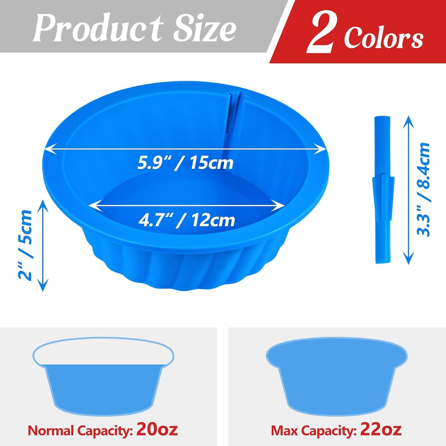 KOLUTI 6 Pack Silicone Bouillon Cups, 8oz Dessert Sauce Dipping Soup Prep Bowl, Small Ice Cream Creme Brulee Pudding Container, BPA Free, Oven, Microwave, Freezer and Dishwasher Safe