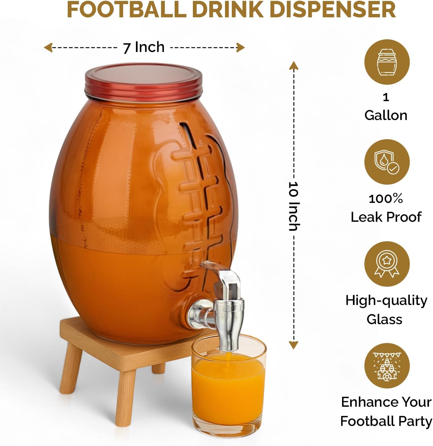 3 Gallon Classic Ice Cold Clear Glass Mason Jug Drink Beverage Dispenser Durable On Galvanized Stand With Leak Free Spigot-Easy Filling For Outdoor, Parties & Daily Use Lid