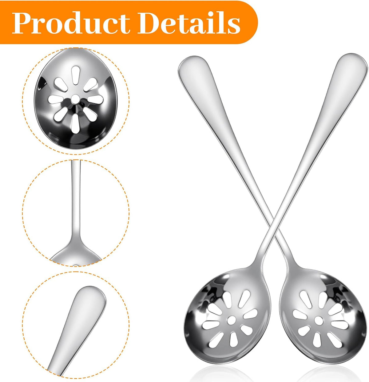 7.8 Inch Slotted Spoon, Serving Spoons, Dips, Cereals (10 Holes)