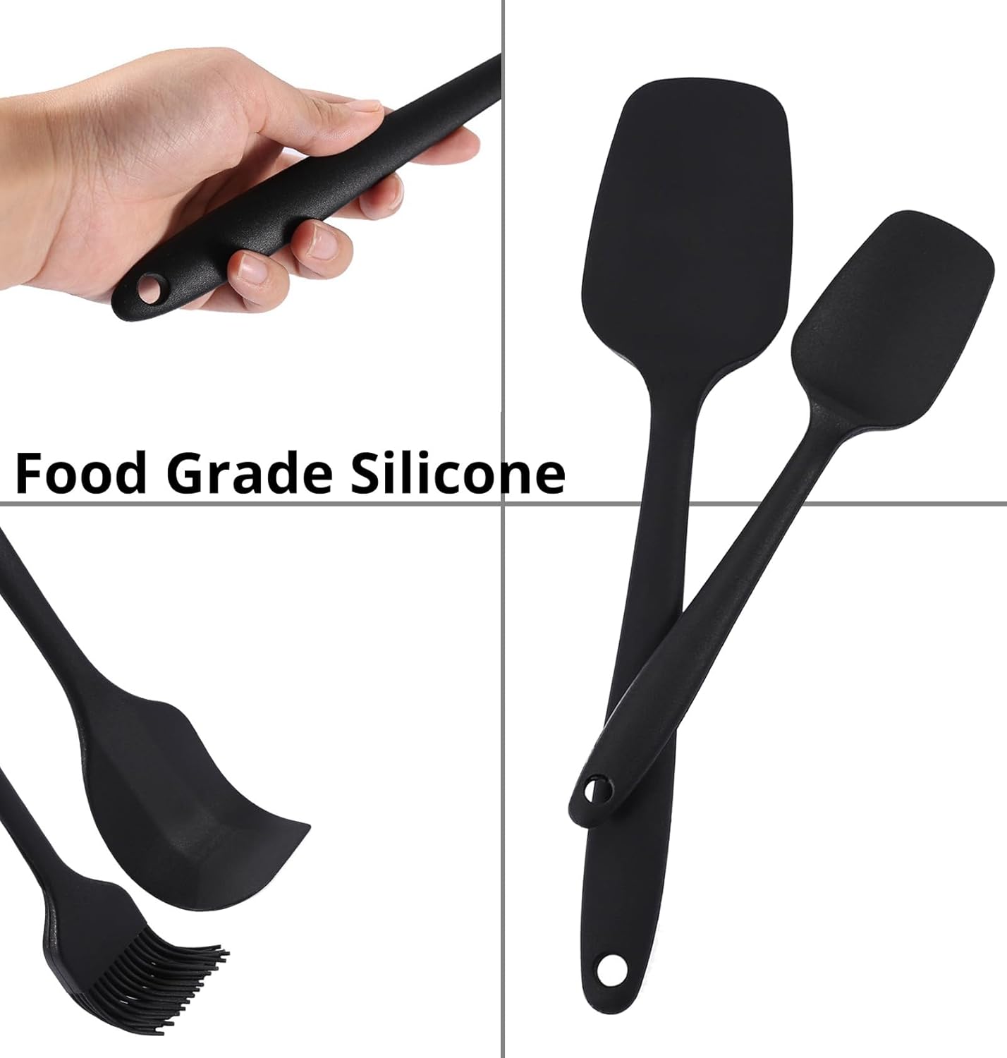 6 Pieces Silicone Spatula Set, Heat Resistant Rubber Spatula for Kitchen Use, Non Toxic, Food Grade, Upgrade Strong Handle with Ergonomic Grip for Cooking Nonstick Cookware