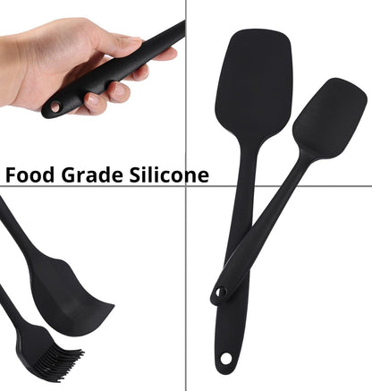 6 Pieces Silicone Spatula Set, Heat Resistant Rubber Spatula for Kitchen Use, Non Toxic, Food Grade, Upgrade Strong Handle with Ergonomic Grip for Cooking Nonstick Cookware