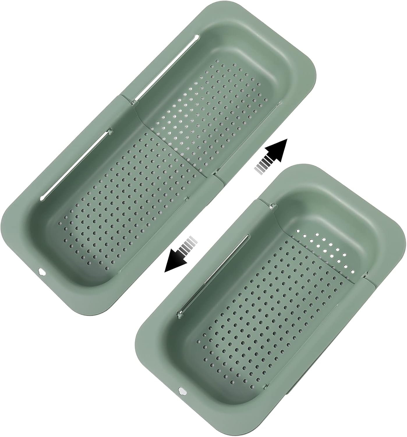 KesaPlan Collapsible Sink Colanders and Strainers Basket Over the Colander Extendable Plastic Fruit Vegetable Strainer Drainer for Kitchen(Length 14.3-19.4 inch)(Gray Set of 2)