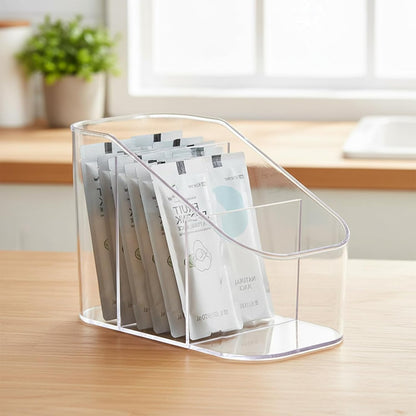 Drink Packet Organizer, Powdered Drink Mix,Powder Packet,Acrylic Water Flavor Packet Organization Container with Removable Dividers for Storage Bins for Kitchen Cabinet, Pantry,Office