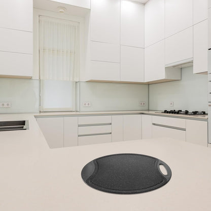 Angoily Non-slip Oval Cutting Board Portable Kitchen Mat with Handle Household Chopping Board for Meat and Fruit Use Handy Cutting Surface for Cooking and Food Prep