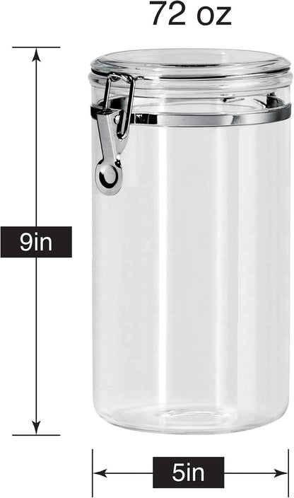 Oggi Clear Canister with Clamp Lid, 28 oz - Large Airtight Food Storage Container, for Kitchen & Pantry Storage of Bulk, Dry Foods Including Pasta, Flour, Sugar, Coffee, Rice, Tea, Spices & Herbs