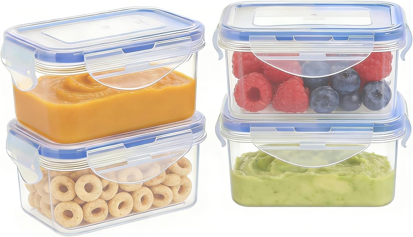 KIGI Airtight Reusable Meal Prep Containers, Leak-Proof & Stackable, 4-Sided Locking Lids, Ideal for Food Storage, Lunch & Leftovers, Microwave, Freezer & Dishwasher Safe, 39 oz, 4.8 Cup, 12 Piece Set