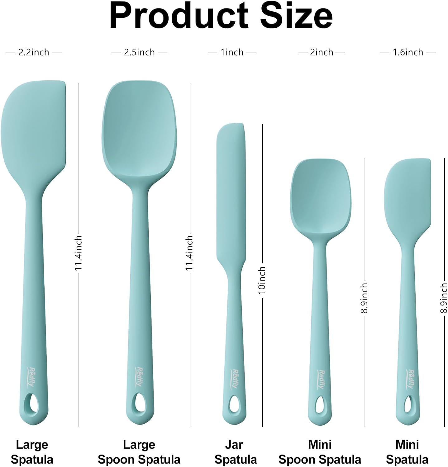 Redfly Silicone Spatula Set, 5 Piece Food Grade Silicone Cooking Utensils Set, Rubber Spatula Heat Resistant Nonstick for Baking, Cooking, Kitchen Utensils Dishwasher Safe Multicolor