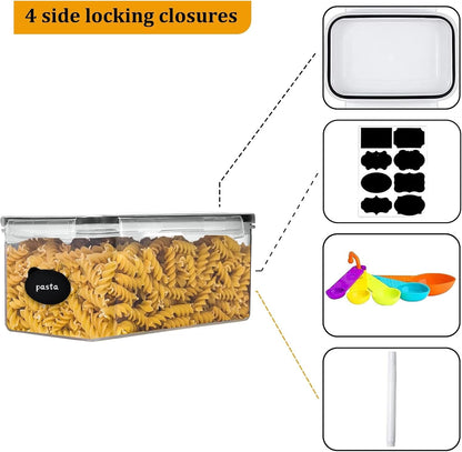 42pcs Airtight Containers, Clear Stackable Dry Food Storage | 42pk clear airtight containers with tight lids keep dry food fresh. Safe plastic, stackable for pantry kitchen storage