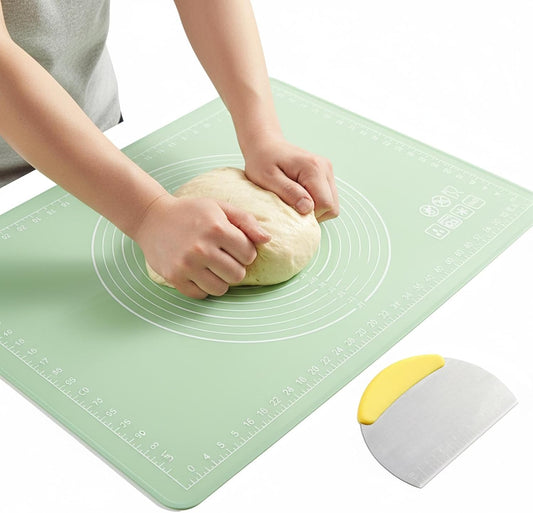 28"x20" Silicone Baking Mat, Extra Thick Dough Rolling Mat with Measurements and Edge Heightening,Non-stick Food Grade Pastry Mat for Pastry, Bread, Cookies, Pizza, Fondant, Pasta