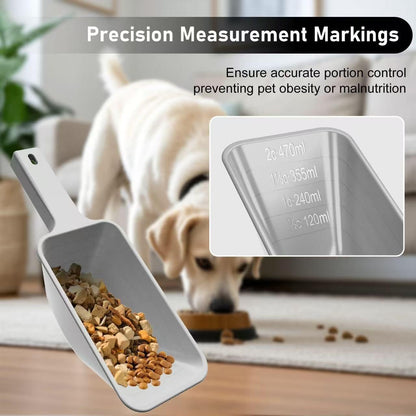 Food Scoop, Cup Capacity Dog Food Scooper With Measuring Lines For Dog, Puppy and Cat Coffee Bean Flour Scoop Set (Grey)