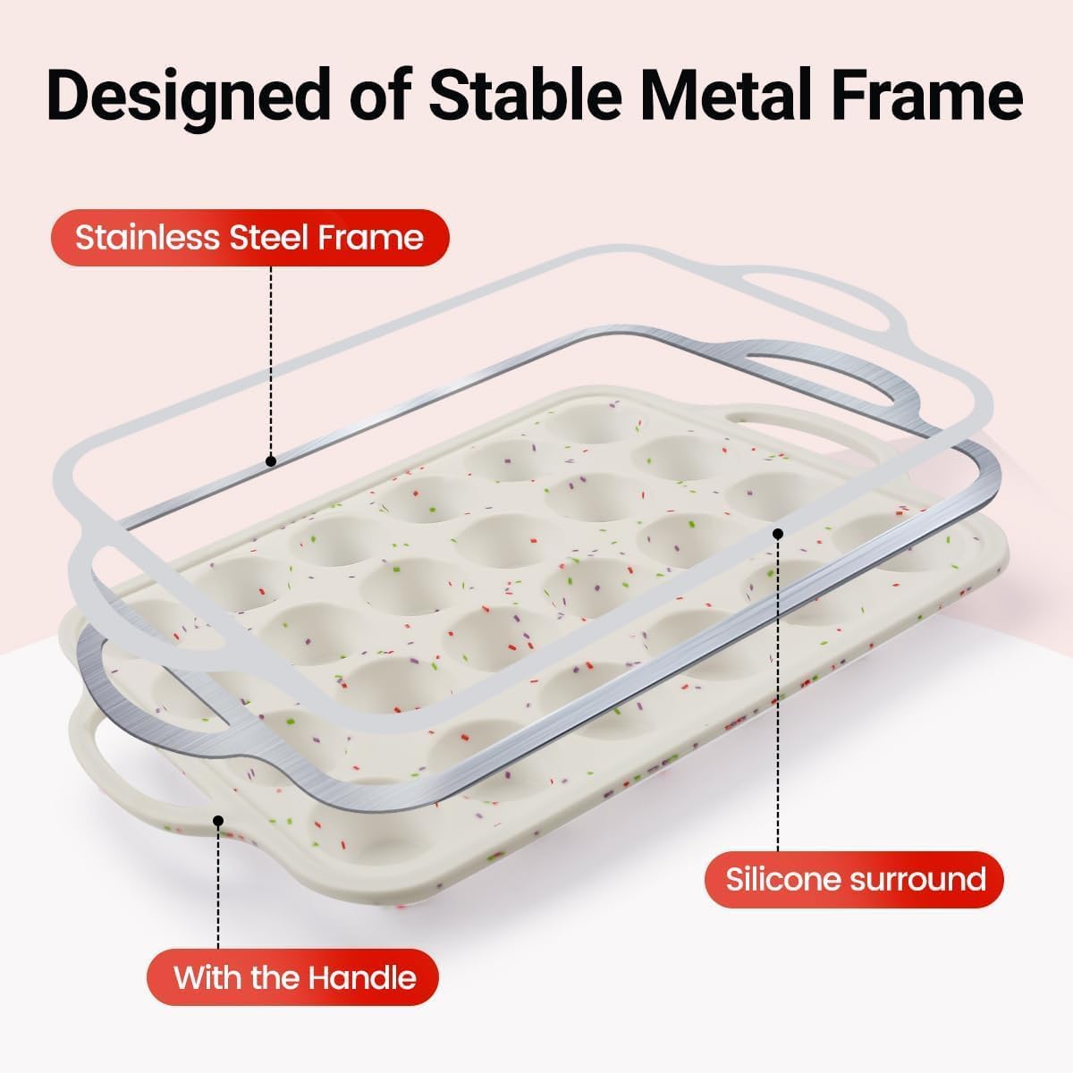 CAKETIME Silicone Muffin Pan - Cupcake Pan, Mini Loaf Pan Silicone Baking Molds Food Grade 3-Pack
