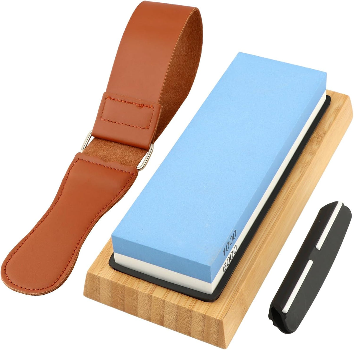 Knife Sharpening Stone Set, 1000/6000 Grit Dual-Sided Whetstone