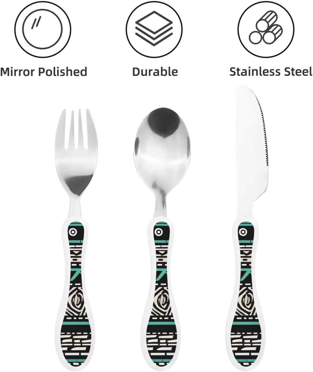 3-Piece Kids Silverware Set With Storage Case, Stainless Steel Reusable Children Safe Knife Spoon Fork Set African Animals Children Flatware Set For Kids Lunch Box