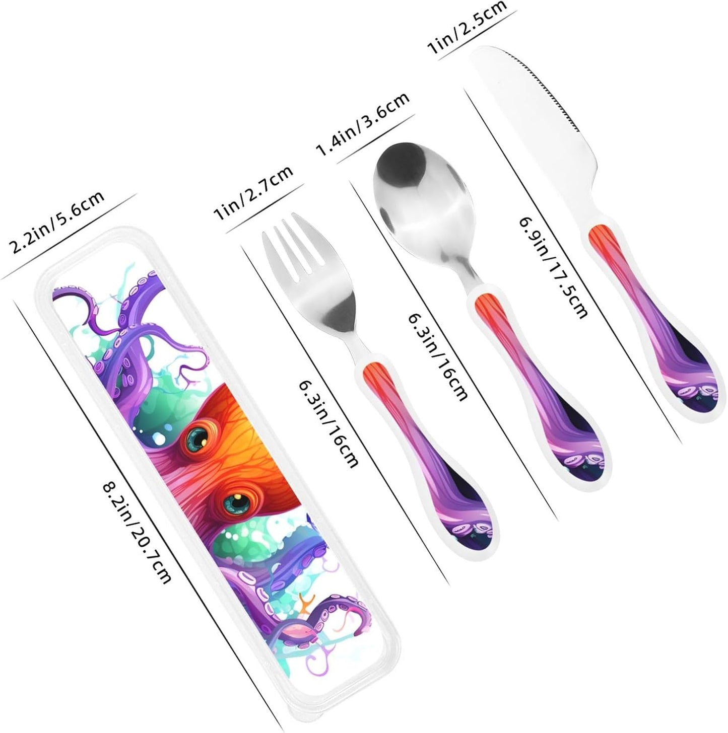 3-Piece Kids Silverware Set With Storage Case, Stainless Steel Reusable Children Safe Knife Spoon Fork Set Long Haired Dachshund Children Flatware Set For Kids Lunch Box