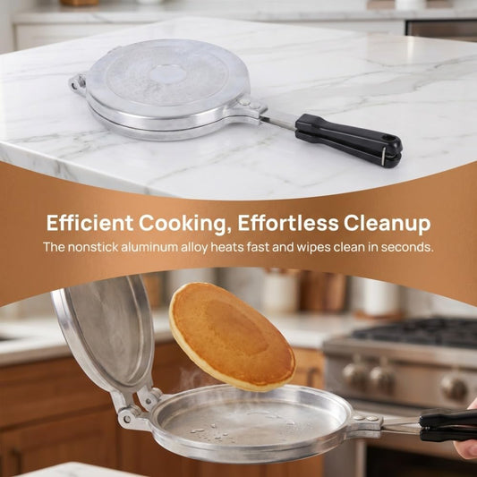 Double Sided Omelet Pan - 20cm Nonstick Aluminum Alloy Frying Pan Pancake Sandwich Maker for Home Kitchen Breakfast, Easy to Clean(Silver)