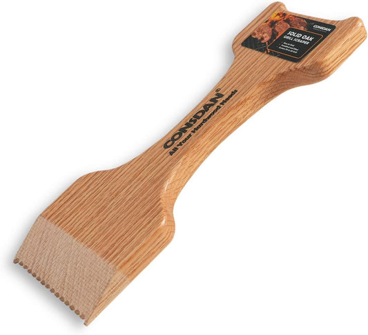 CONSDAN Wood Grill Scraper, Soild Oak Wooden Grill Brush, Grill Scraper for Outdoor Grill, Bristle Free Grill Scrapers, Grill Grate Cleaner Safe Wood Grill Brusher