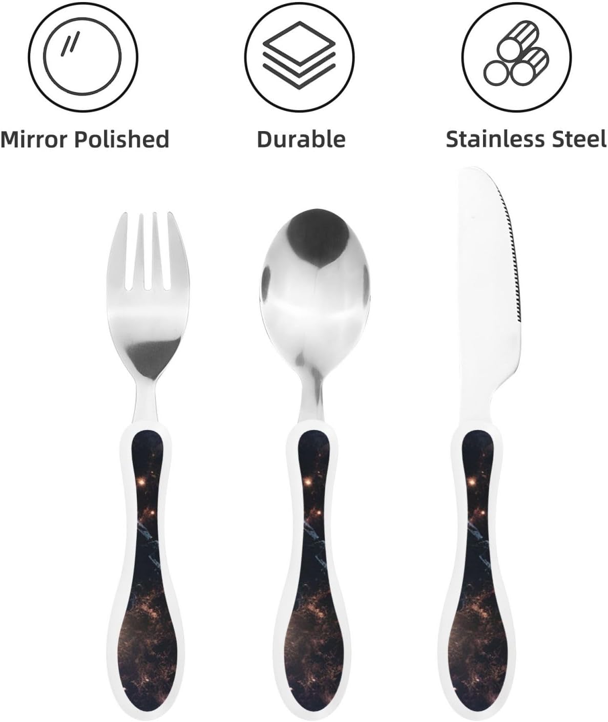 3-Piece Kids Silverware Set With Storage Case, Stainless Steel Reusable Children Safe Knife Spoon Fork Set Beach House Children Flatware Set For Kids Lunch Box