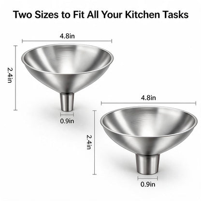 Kalave Canning Funnel, Food Grade Stainless Steel Canning Funnels with Strainer, Wide Mouth Funnels for Kitchen Use, Canning Supplies Kit for Wide and Regular Mason Jars - 3 Pack (Small and Large)
